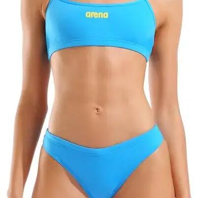 Arena Solid Blue/Yellow Women's Bandeau Swimsuit