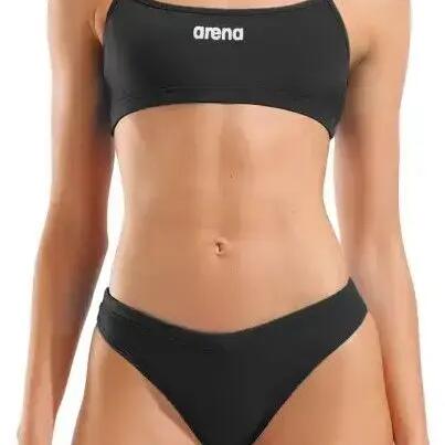 Arena Solid Black/White Women's Bandeau Swimsuit