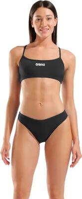 Arena bandeau-badpak, effen zwart/wit, dames