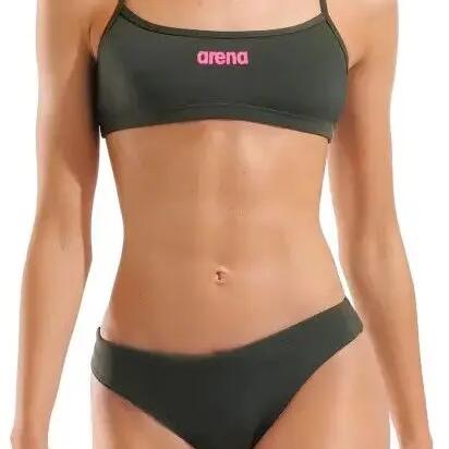 Arena Solid Green/Pink Women's Bandeau Swimsuit