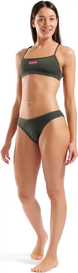 Arena bandeau-badpak, effen groen/roze, dames 5/7