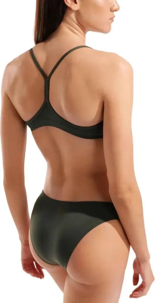 Arena bandeau-badpak, effen groen/roze, dames 4/7