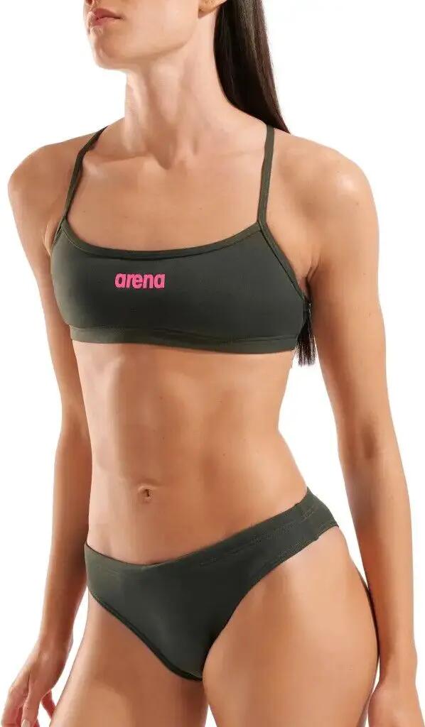 Maillot de Bain Arena Bandeau Solid Vert/Rose Femme 3/7