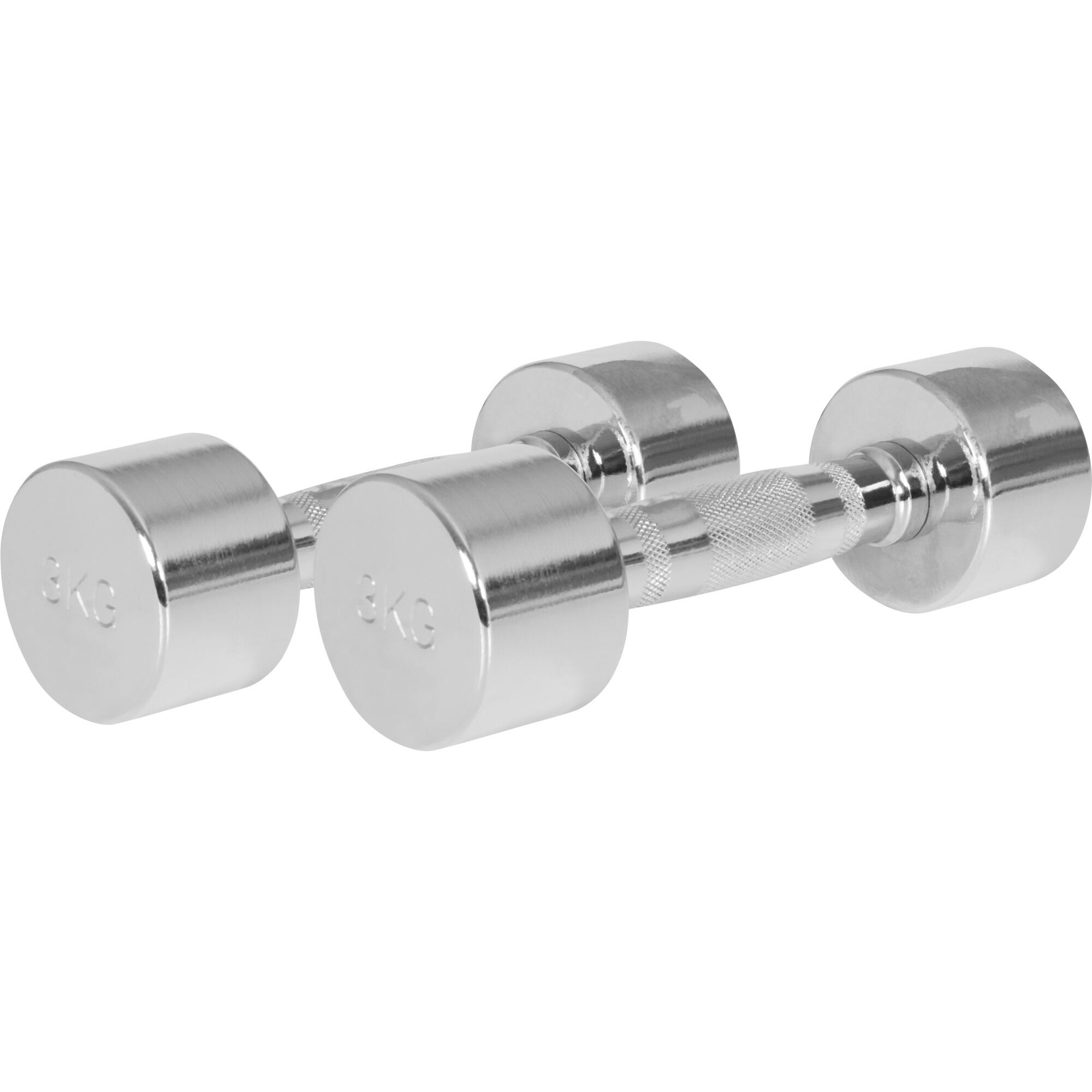 Dumbellset 6 kg - 2x3 kg - Halterset - Vaste dumbbells - Chroom 1/7