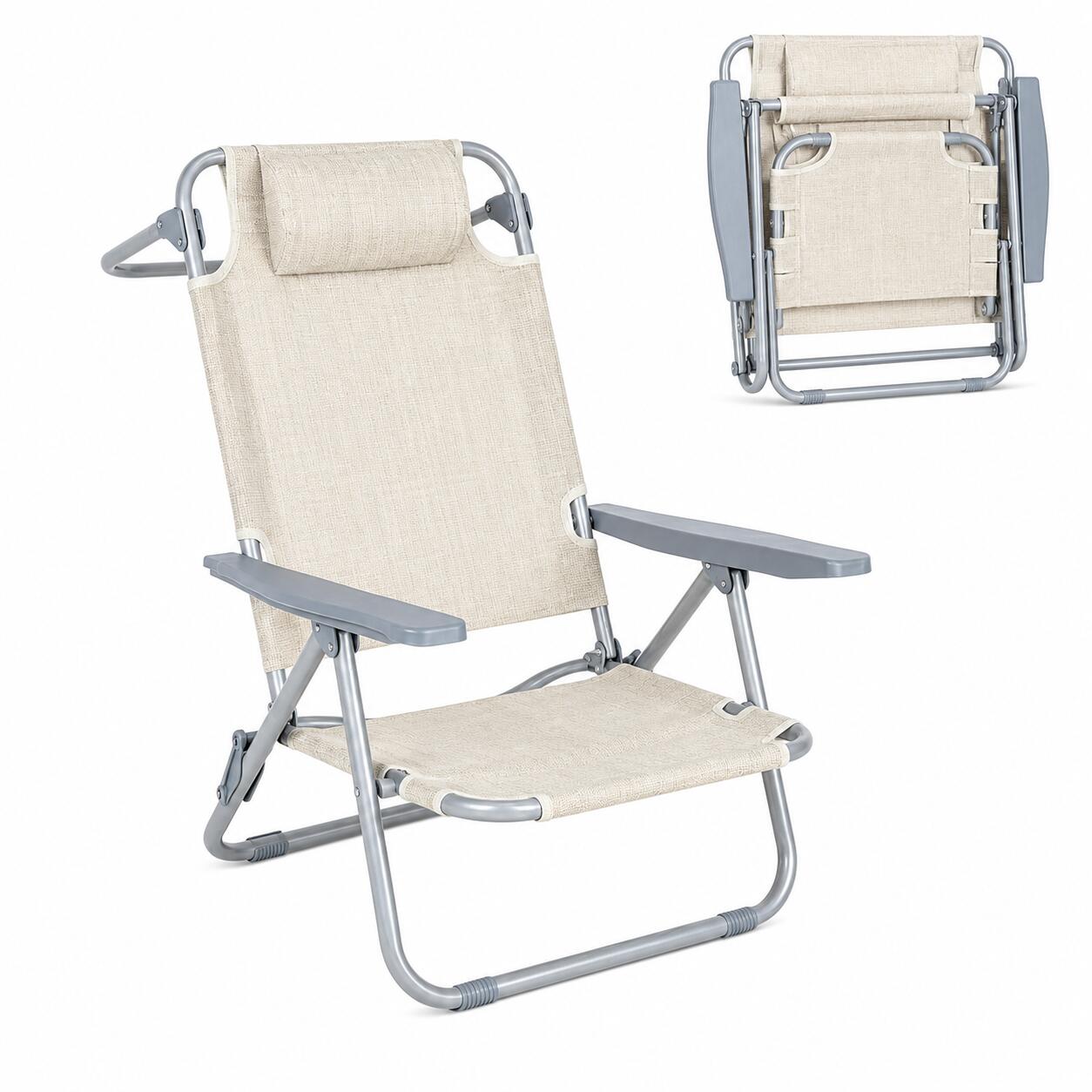 Chaise pliante inclinable avec appuie-tête portable 1/7