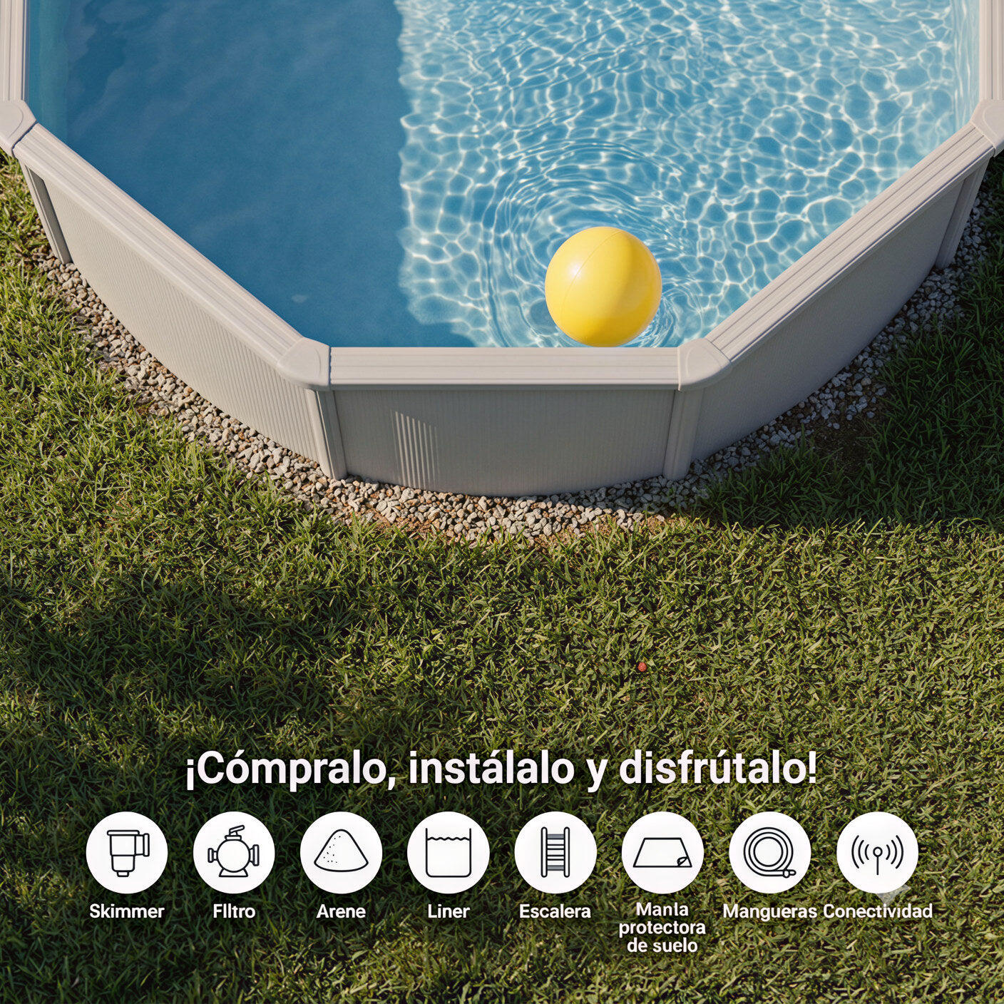 Piscina acero BLANCO con filtracion AQUALOON Ø 300 x 120 cm 5/7