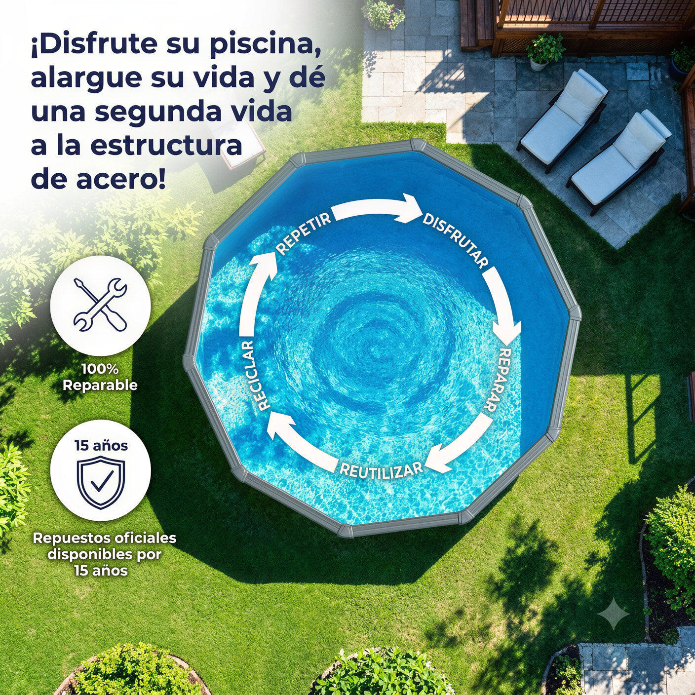 Piscina fuori terra Gre Wet circolare lamiera bianca depuratore 460x120 4/7