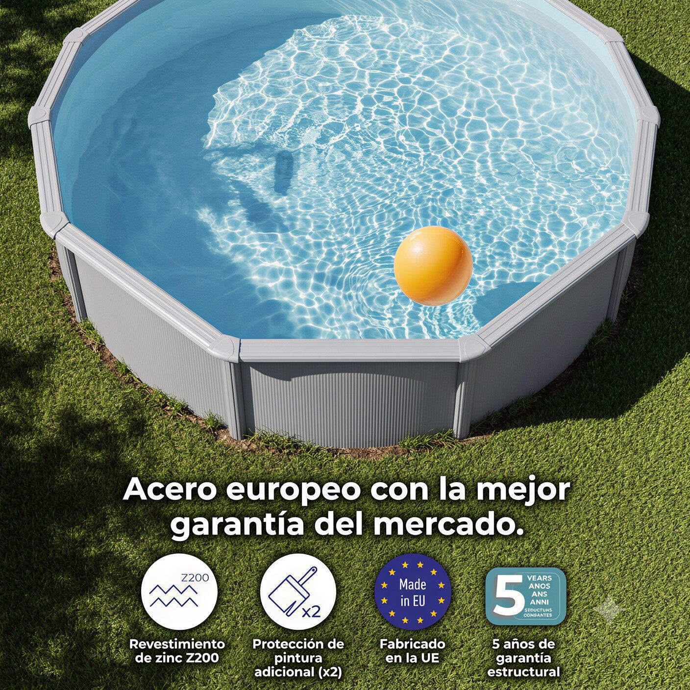 Piscina acero BLANCO con filtracion AQUALOON Ø 300 x 120 cm 2/7