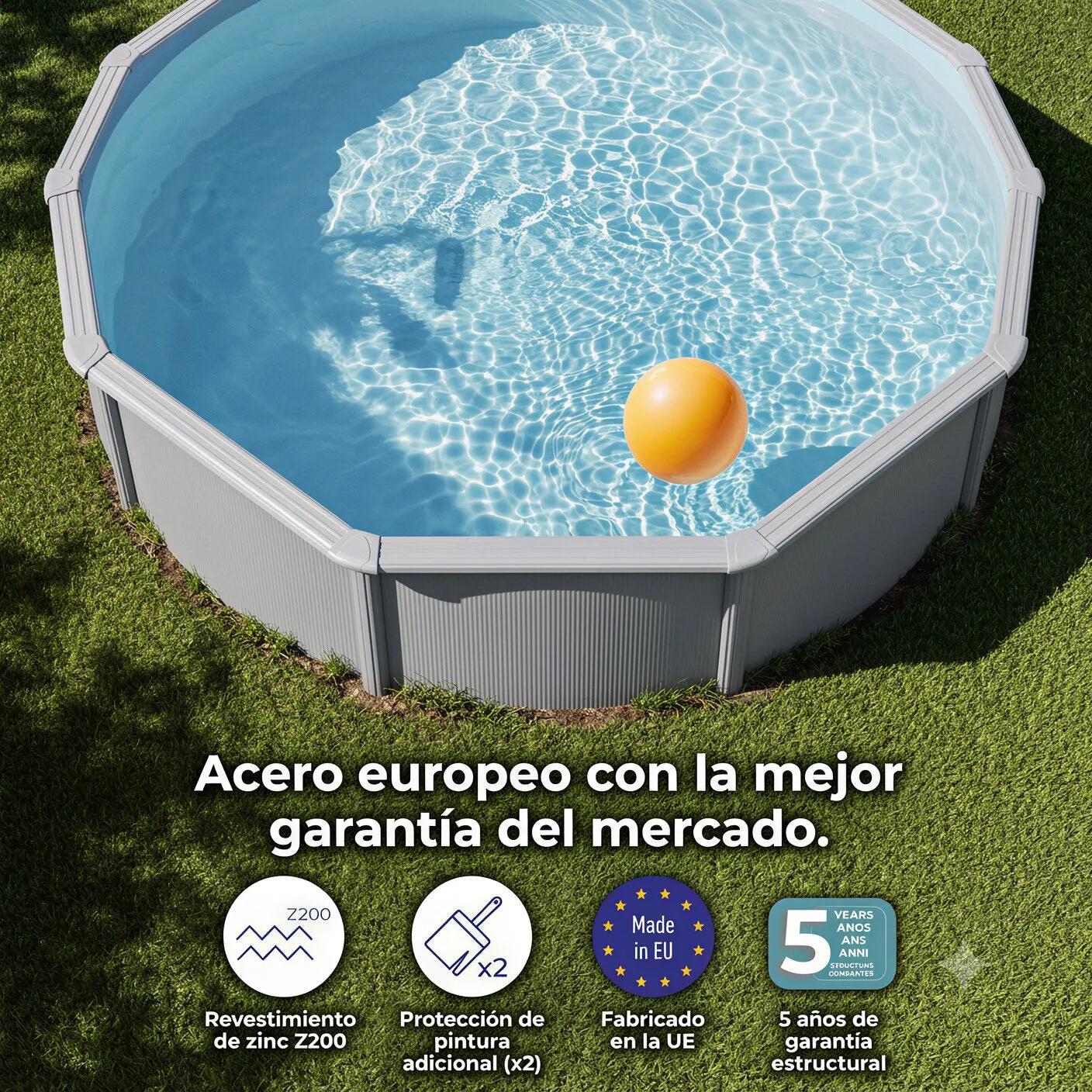 Piscina elevada Gre Wet circular chapa branca depuradora 350x120 2/7