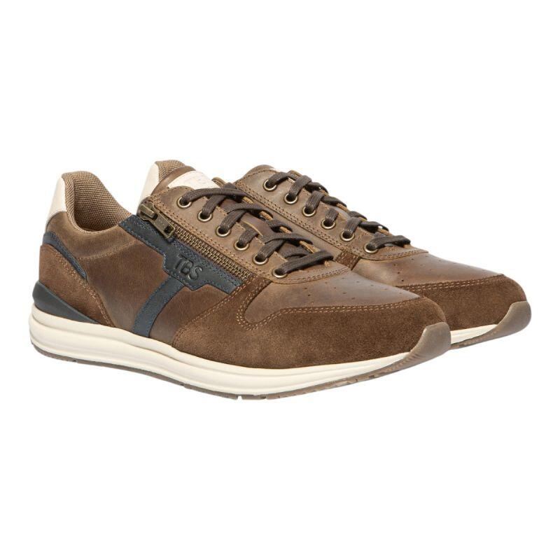 Baskets - Lifestyle - Homme - Zippées, cuir, talon 30 mm - SLIMANE - Marron 4/5