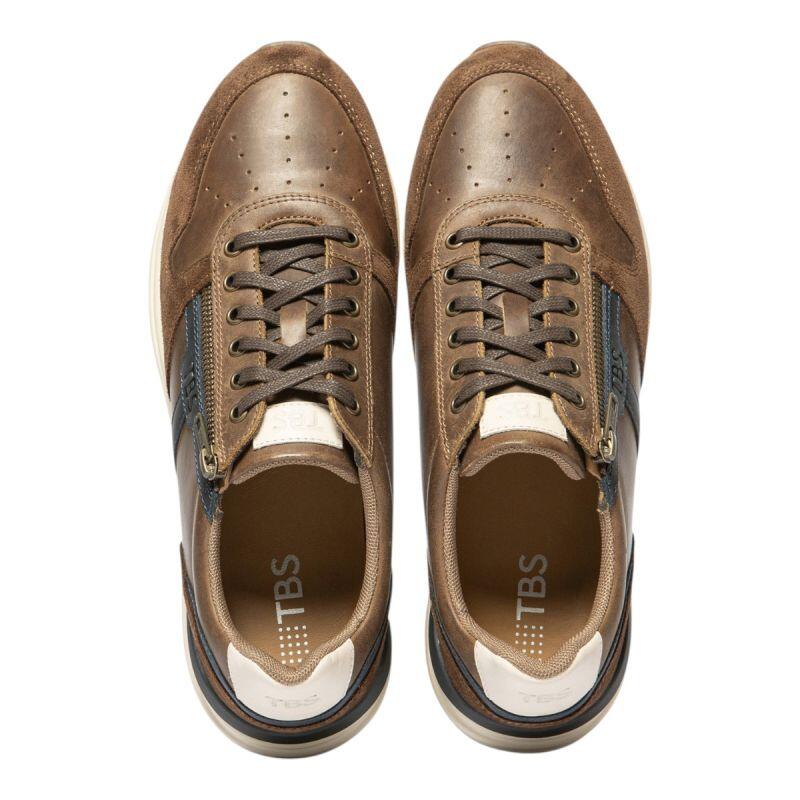 Baskets - Lifestyle - Homme - Zippées, cuir, talon 30 mm - SLIMANE - Marron 3/5