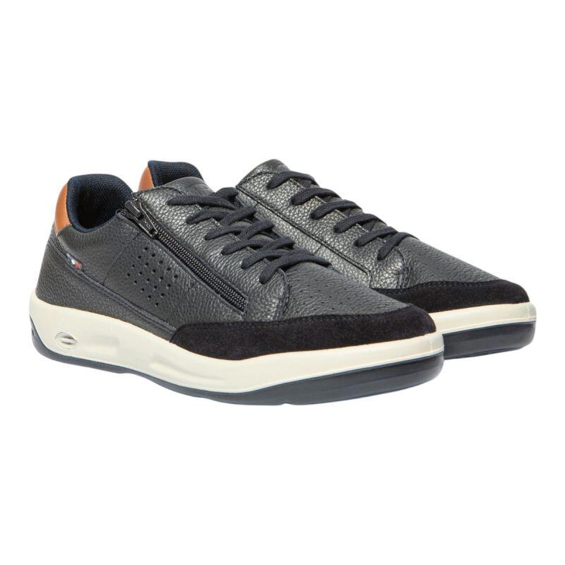 Chaussures - Mode - Hommes - Baskets cuir, lacets et zip - ALLZIPP - Bleu/Cognac 2/5