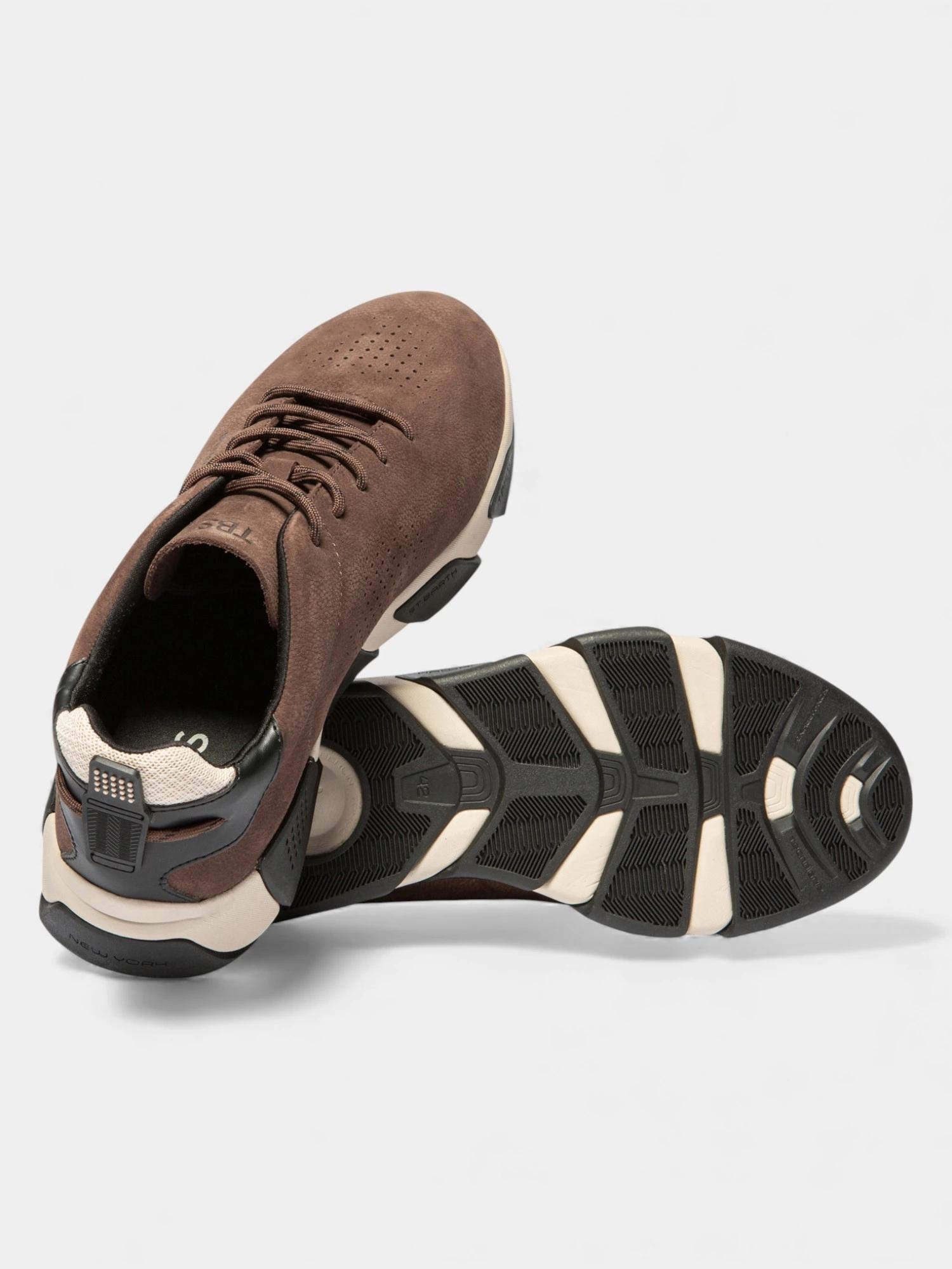 Chaussures de running - homme - cuir, lacets - jazbary - marron 4/5
