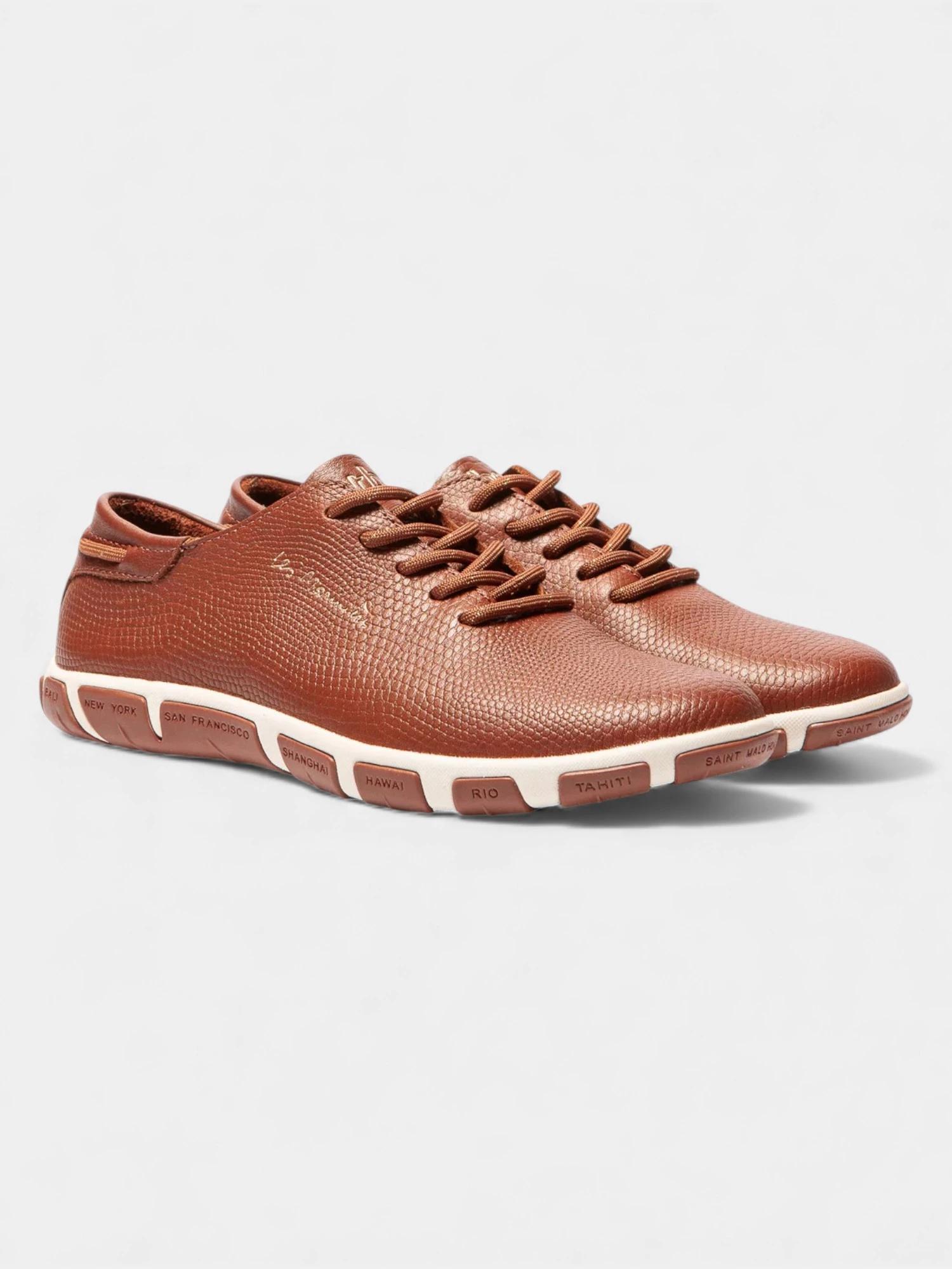 Baskets - Sneakers - Femme - Confort, cuir - JAZARU - Marron 2/5