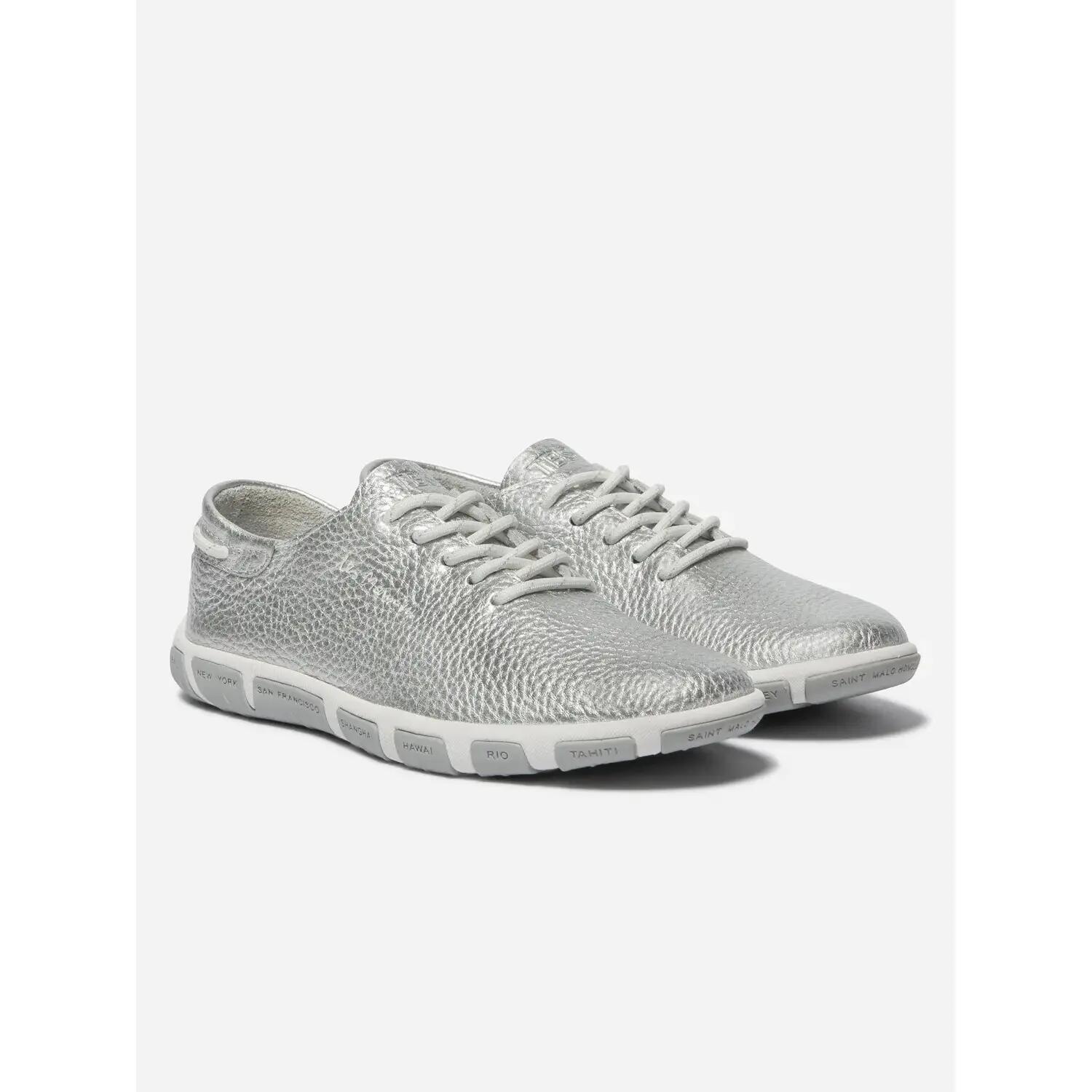 Baskets - Sneakers - Femme - Cuir, Talon 25 mm - JAZARU Gris 2/5