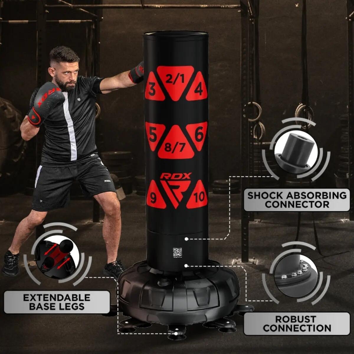 Sacco boxe autoportante bersaglio + guanti – Rosso 14/15