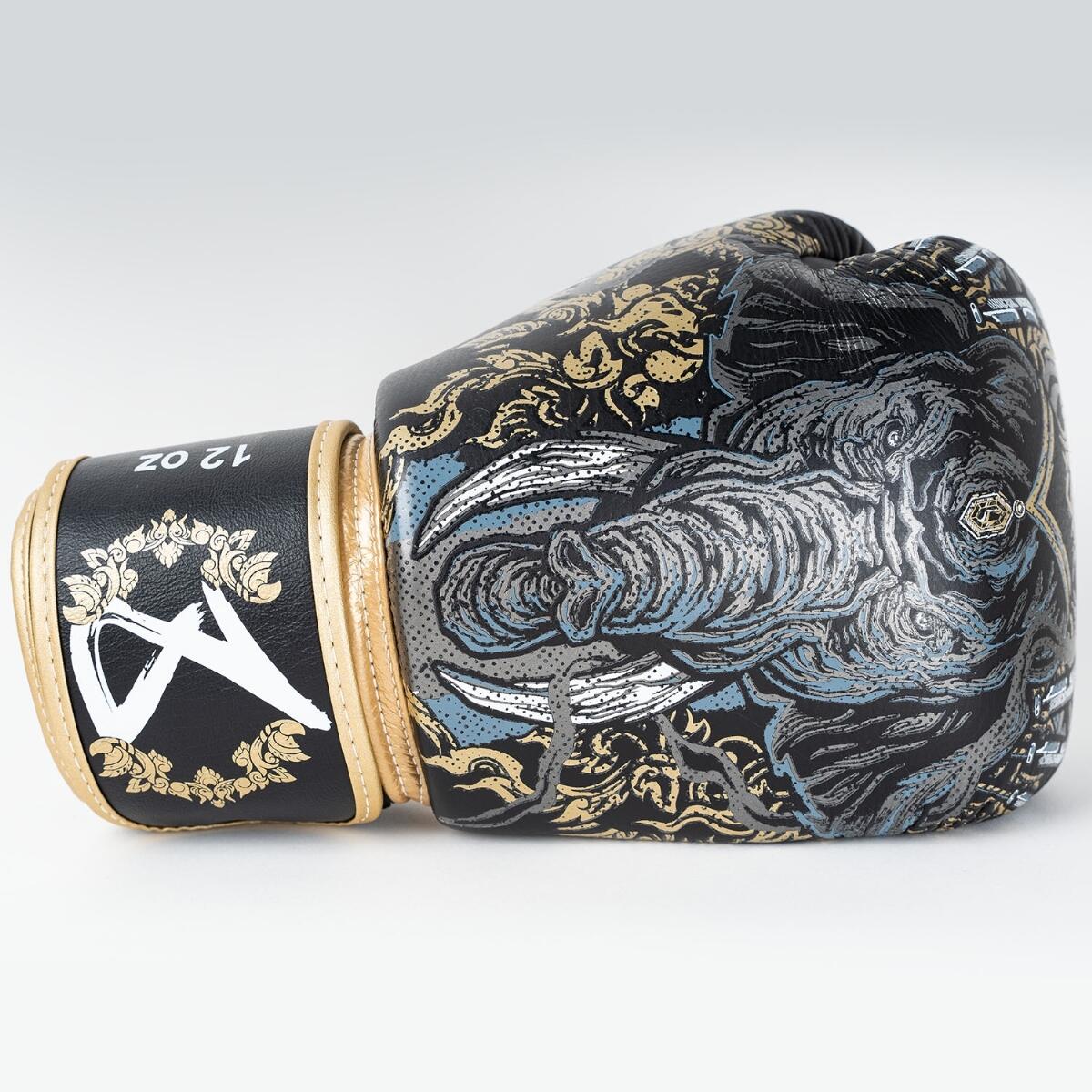 Gants de boxe 8 WEAPONS – Noir/Or – 16 Oz – Three Elephants 2.0 14/15