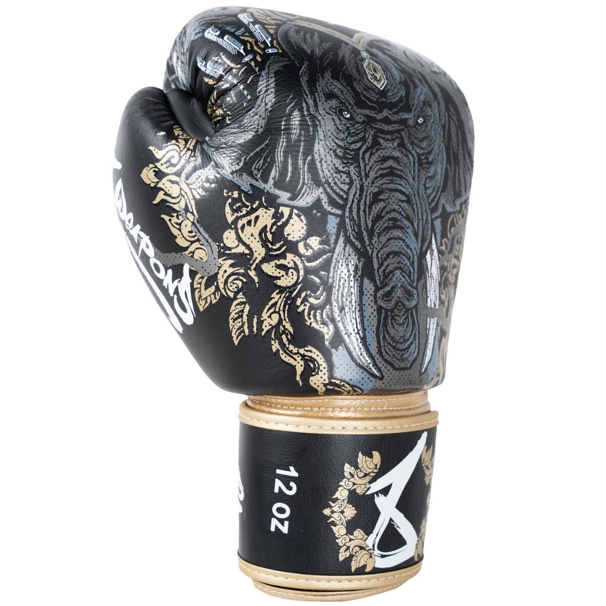 Gants de boxe 8 WEAPONS – Noir/Or – 16 Oz – Three Elephants 2.0 12/15