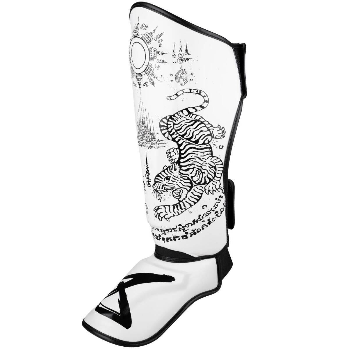 8 WEAPONS Shin Guards - Sak Yant Tigers white XL 14/15