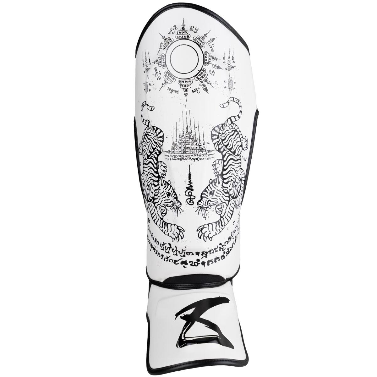 8 WEAPONS Shin Guards - Sak Yant Tigers white XL 11/15