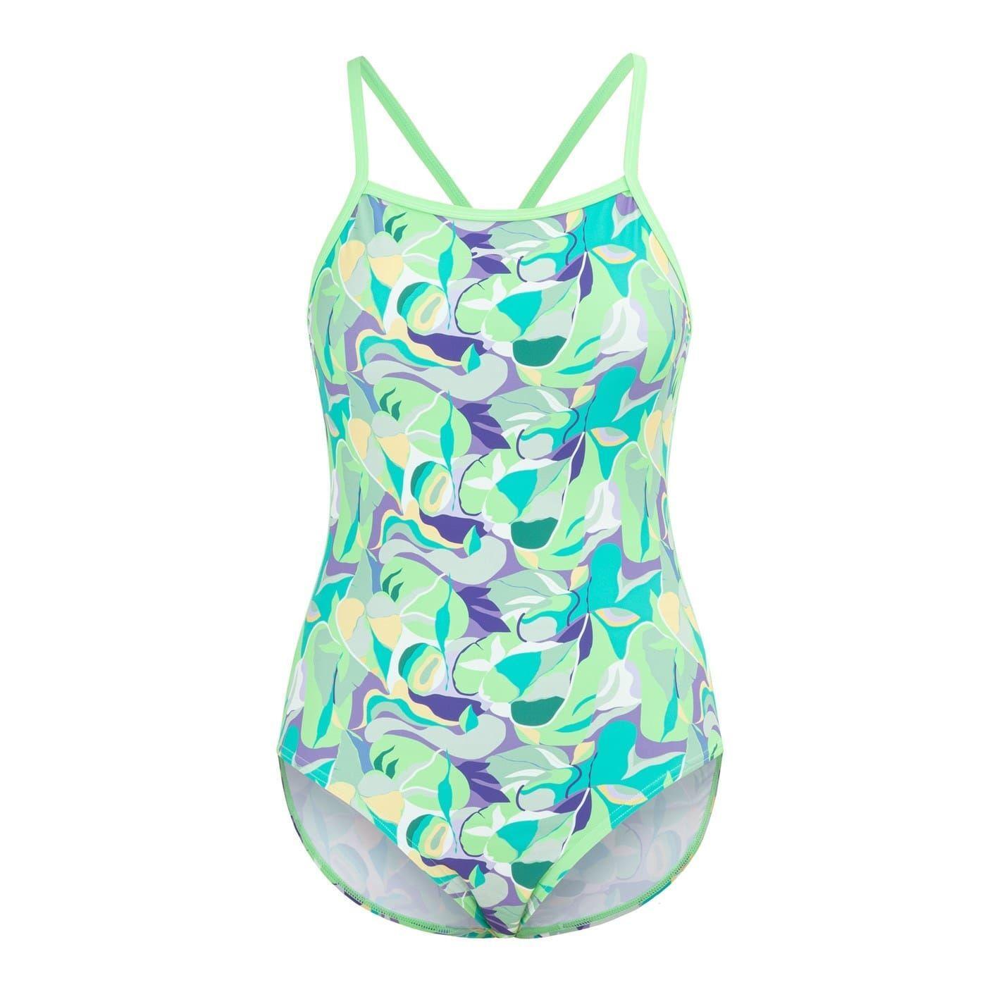 Slazenger Girls Floral Tie Back One Piece Swimsuit
