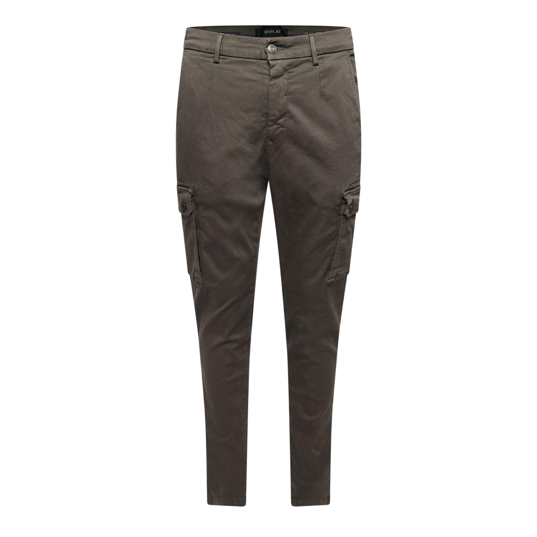 Replay Mens Cotton Denim Slim Cargo Trousers