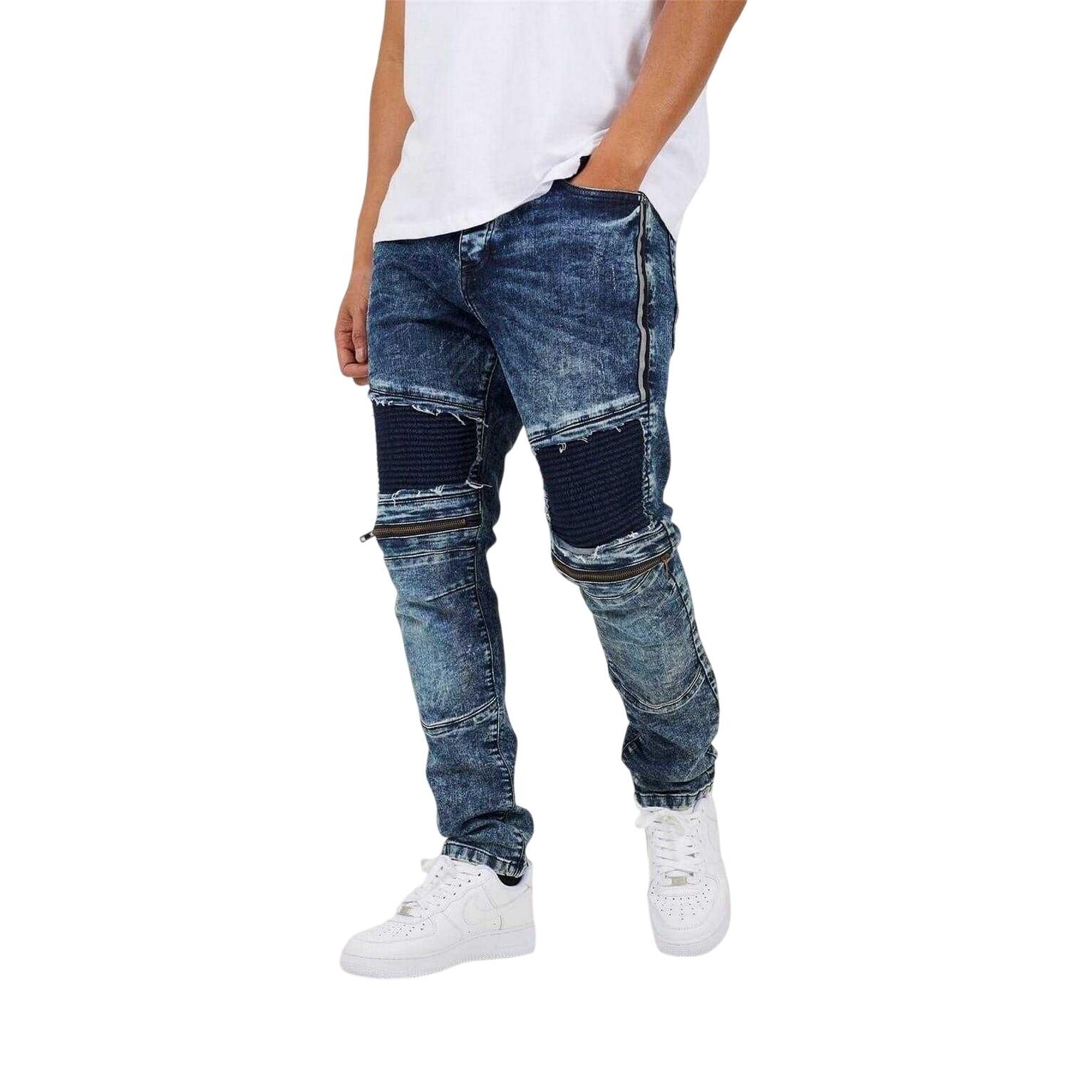 Brave Soul Mens Washed Biker Slim Jeans