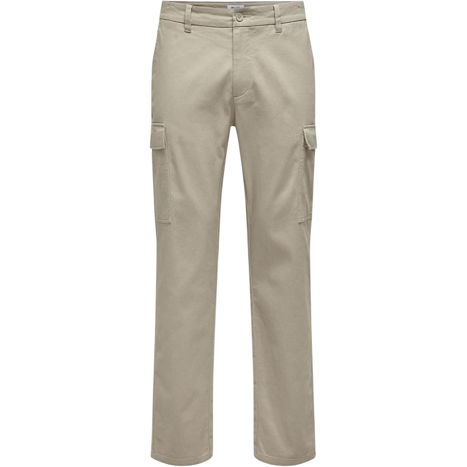 Only Mens Plain Straight Cargo Trousers