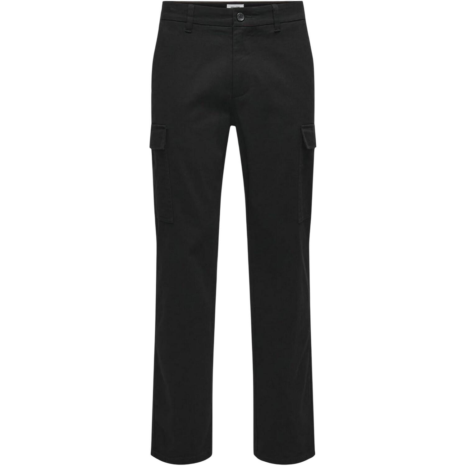 Only Mens Plain Straight Cargo Trousers