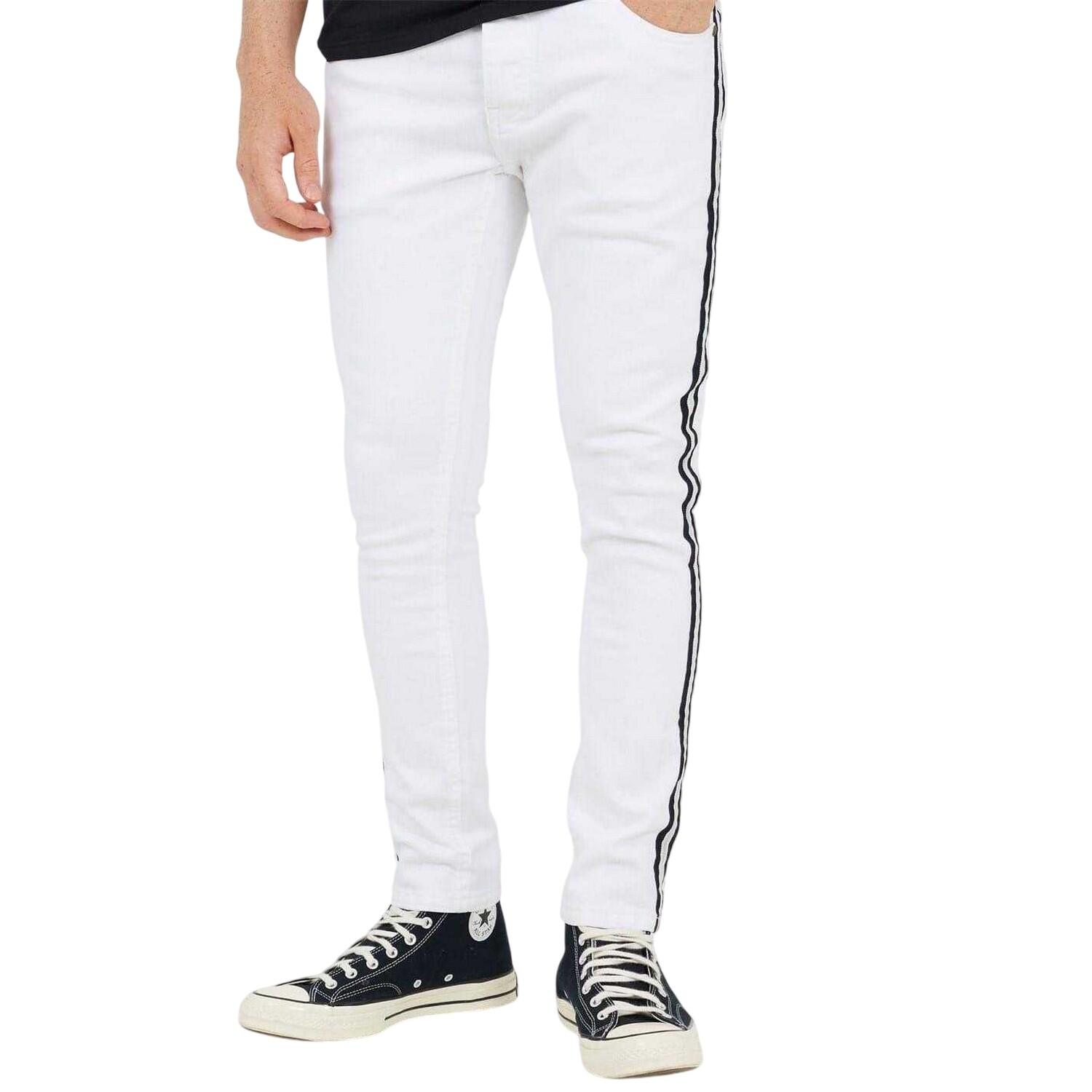 Brave Soul Mens Contrast Striped Taped Jeans