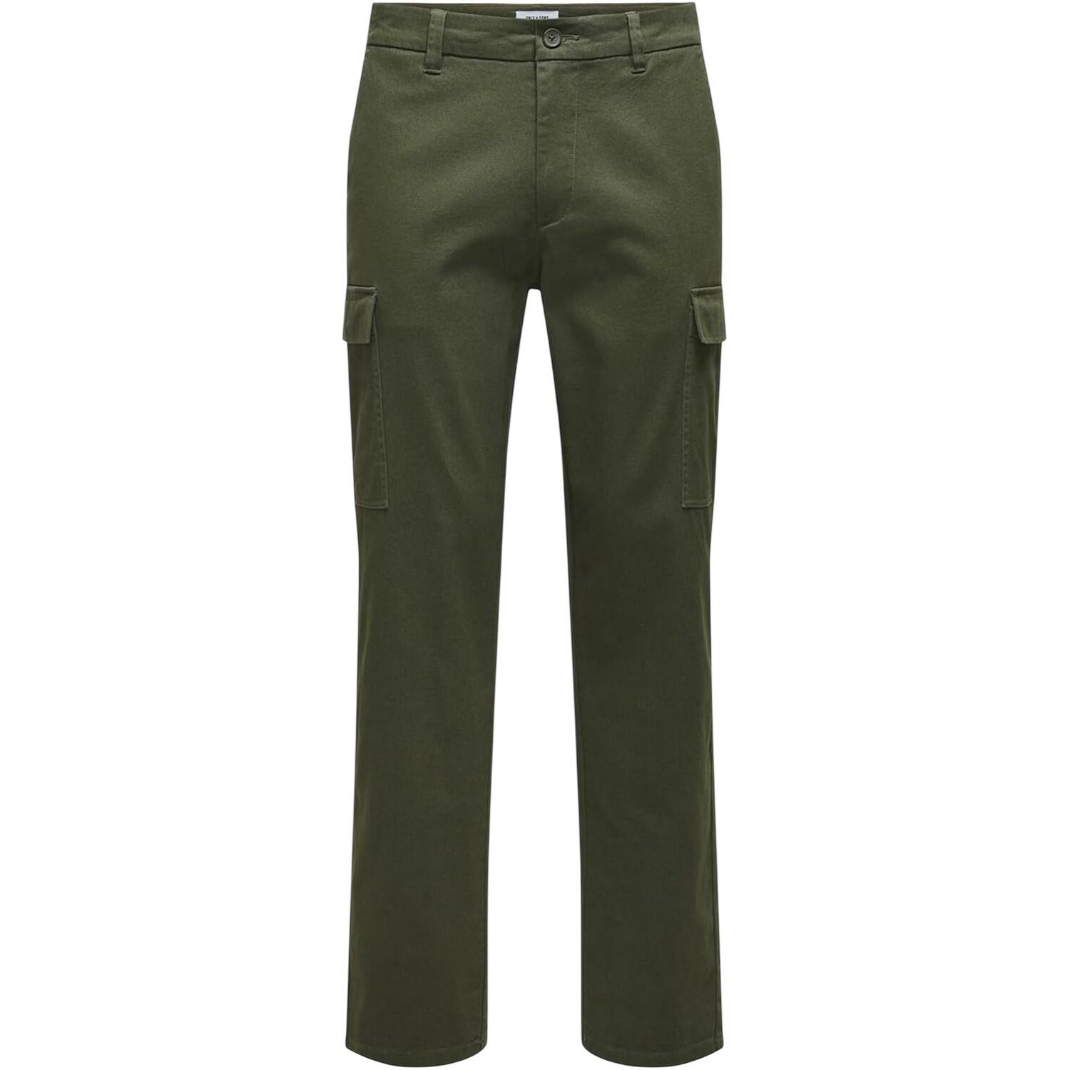 Only Mens Plain Straight Cargo Trousers