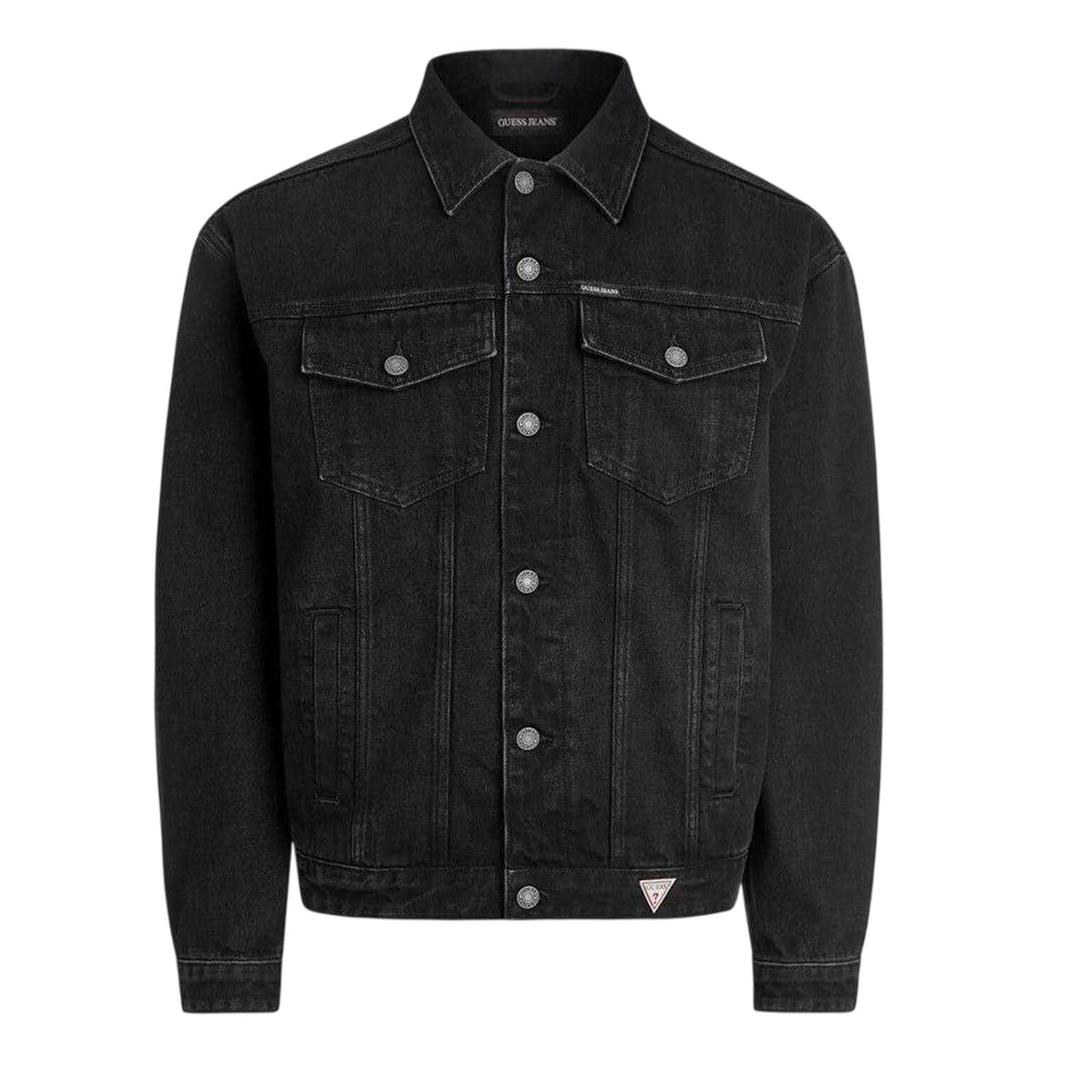 Guess Mens Plain Denim Chest Pocket Trucker Jacket