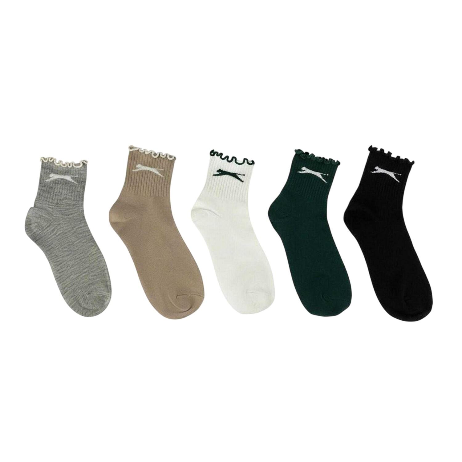 Slazenger Womens/Ladies Ruffled Polyester Ankle Socks (Pack of 5)