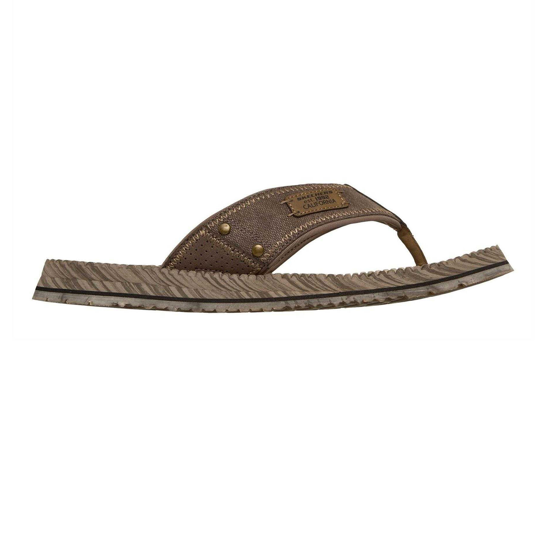 Skechers Mens Leather Flat Sandals
