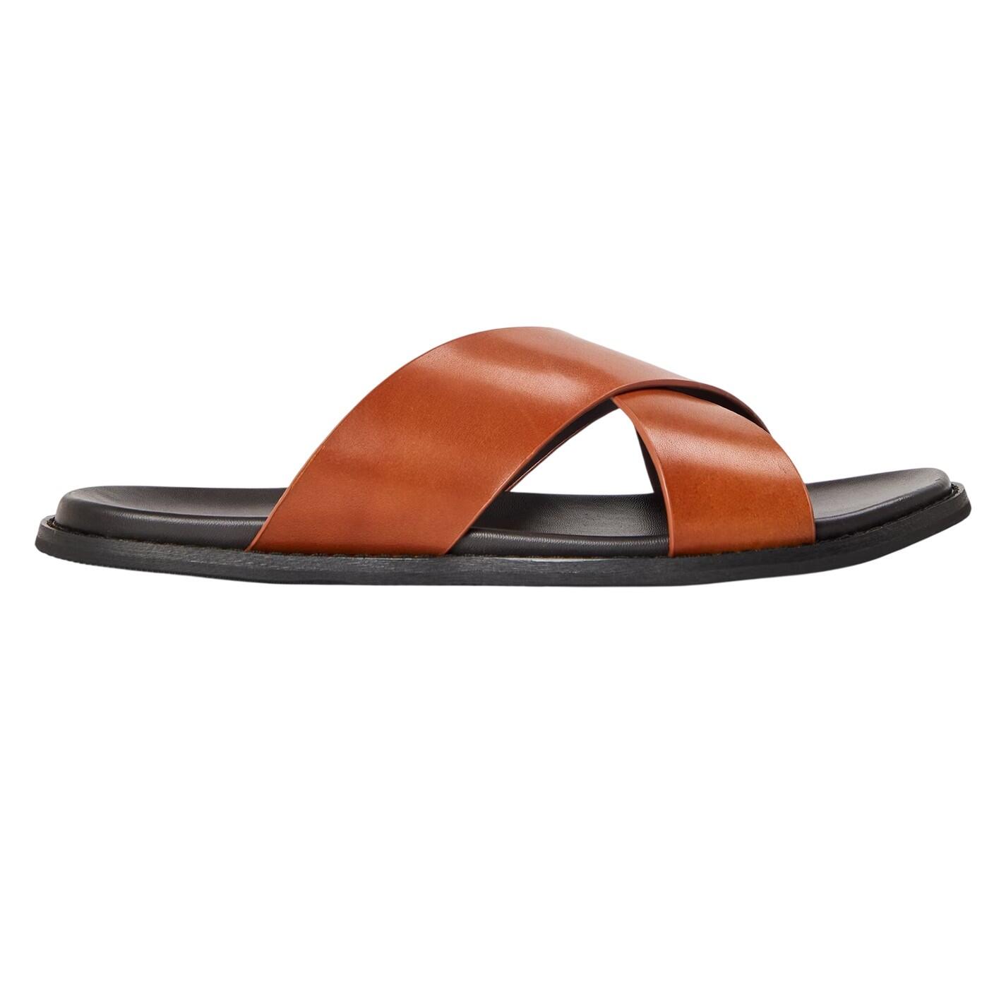 Dune London Mens Leather Criss Cross Strap Flat Sandals