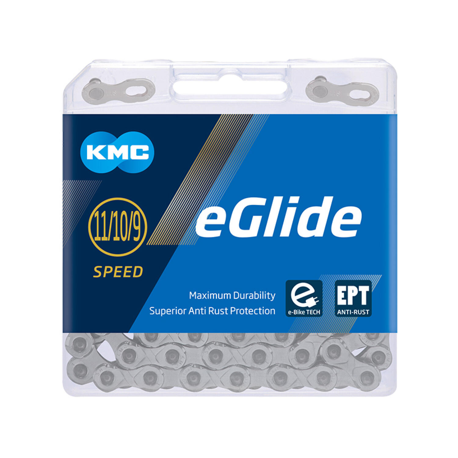 Chaîne KMC eGlide EPT pour Shimano CUES 9/10/11V  Argent 2/5