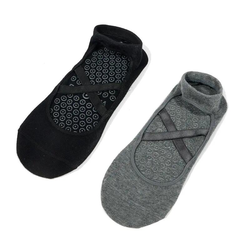 Antislip Yoga & Pilates Sokken - Dubbelpak Grijs & Zwart - Biologisch Katoen 7/7