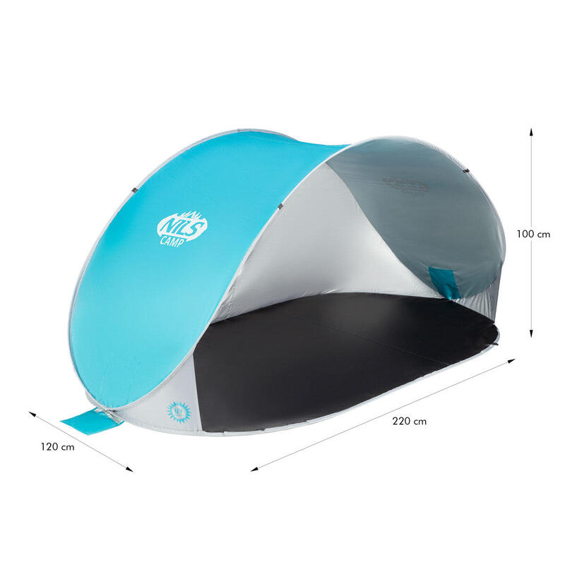 Cort plajă UV 30 SPF pliabil 220 cm impermeabil NILS CAMP NC3174