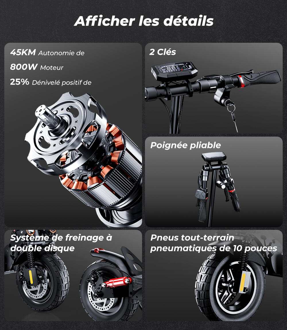 Adulte Mobilité urbaine Trottinette électrique tout-terrain autonomie 45 km 2/12