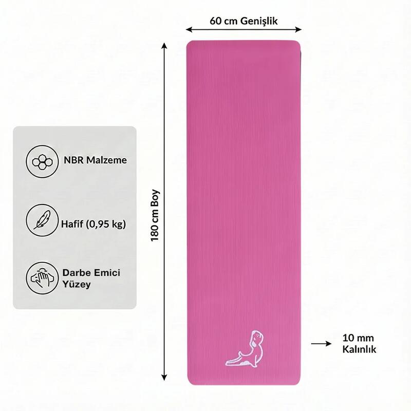 Comfort Serisi 10 mm Pembe NBR Egzersiz Matı