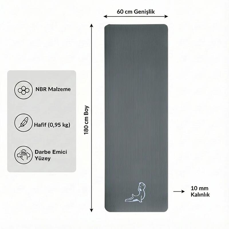 Comfort Serisi 10 mm Gri NBR Egzersiz Matı