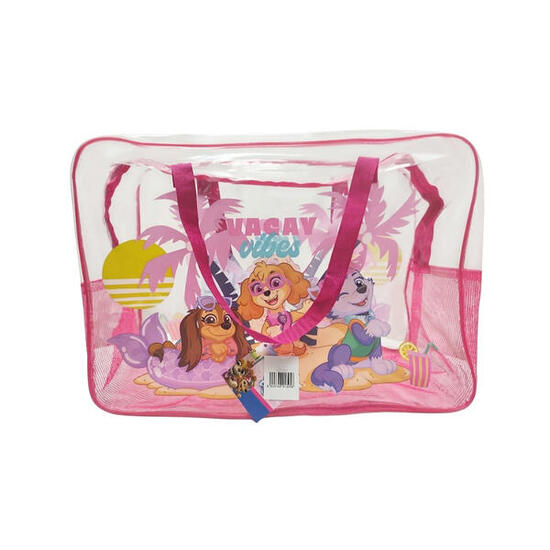 PAW Patrol Kinder-Strandtasche, transparentes PVC mit stabilen Griffen, Rosa