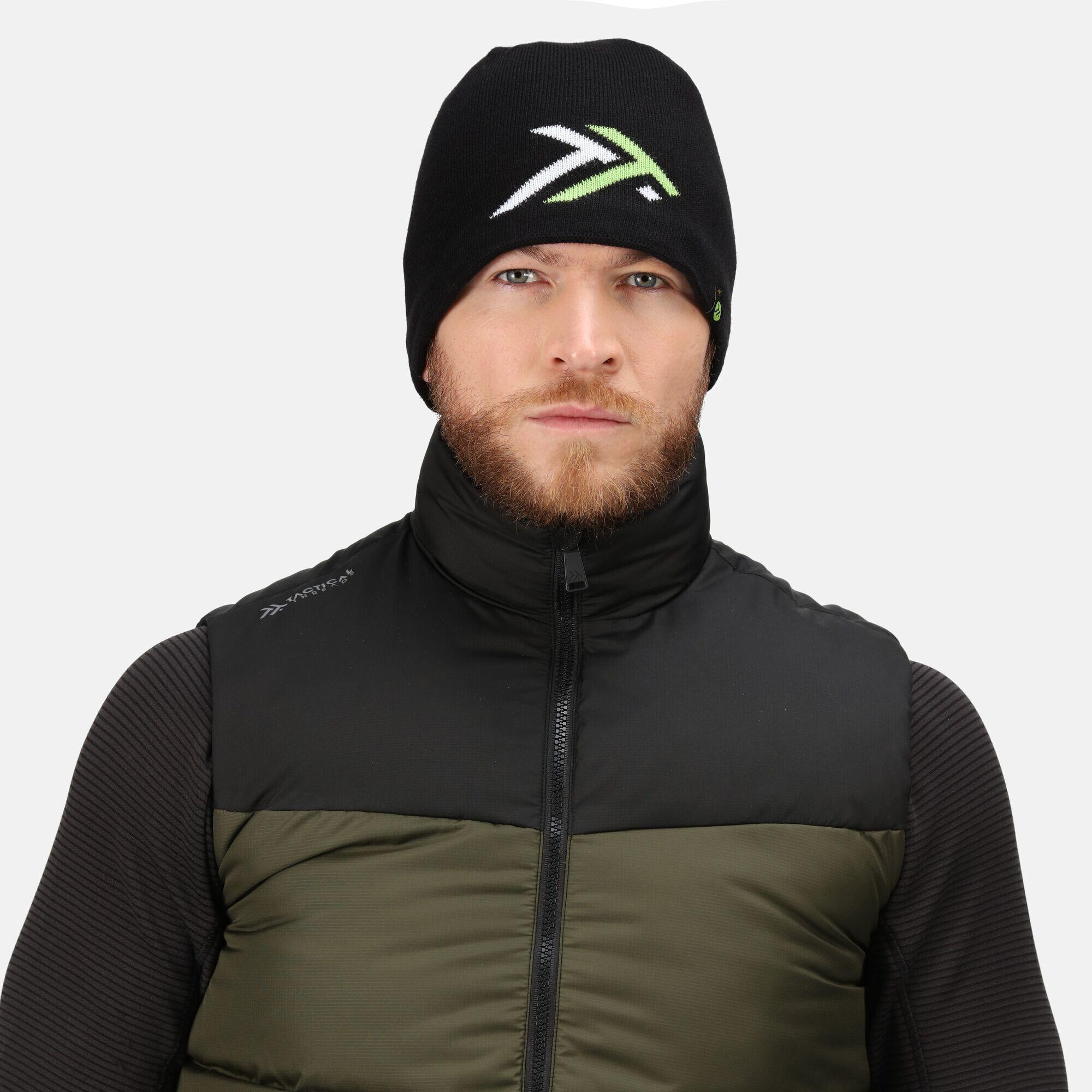 Mens Waterproof Beanie (Black/Lime Green) 3/5