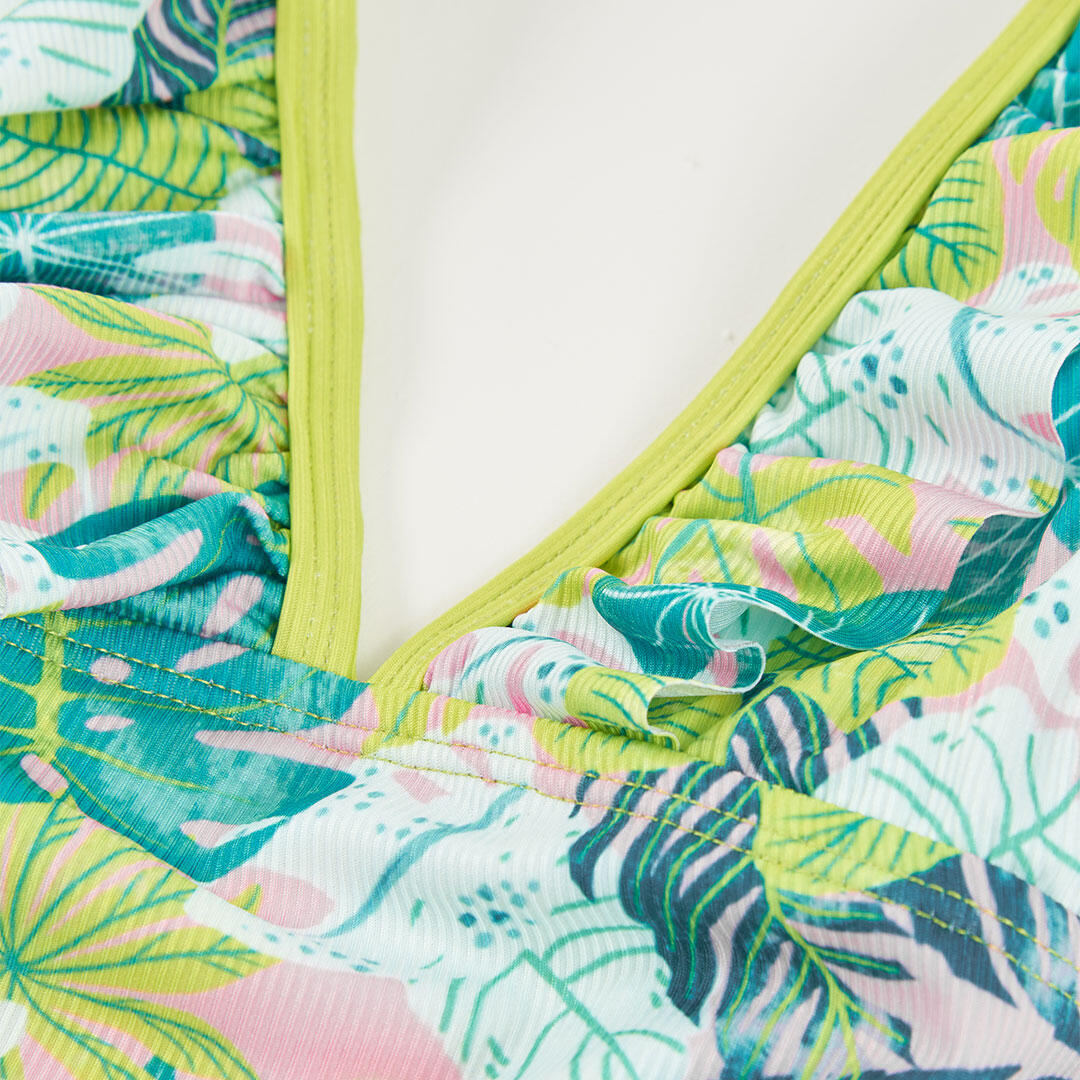 Bañador para niña con estampado tropical y protección solar UPF50+ 3/4