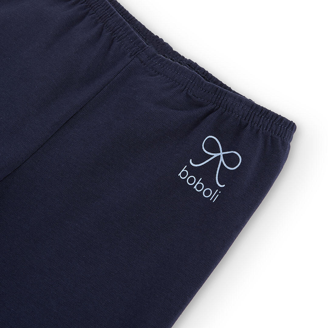 Leggings pirata de algodón elástico para niña, azul marino 3/4