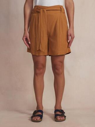 Bermuda femme, taille semi-élastique, poches, ammelber marron
