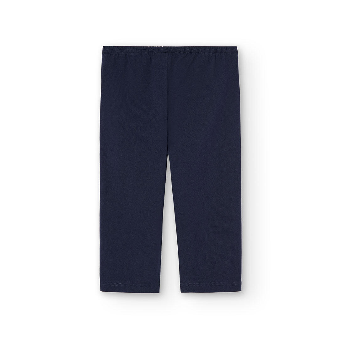 Leggings pirata de algodón elástico para niña, azul marino 2/4