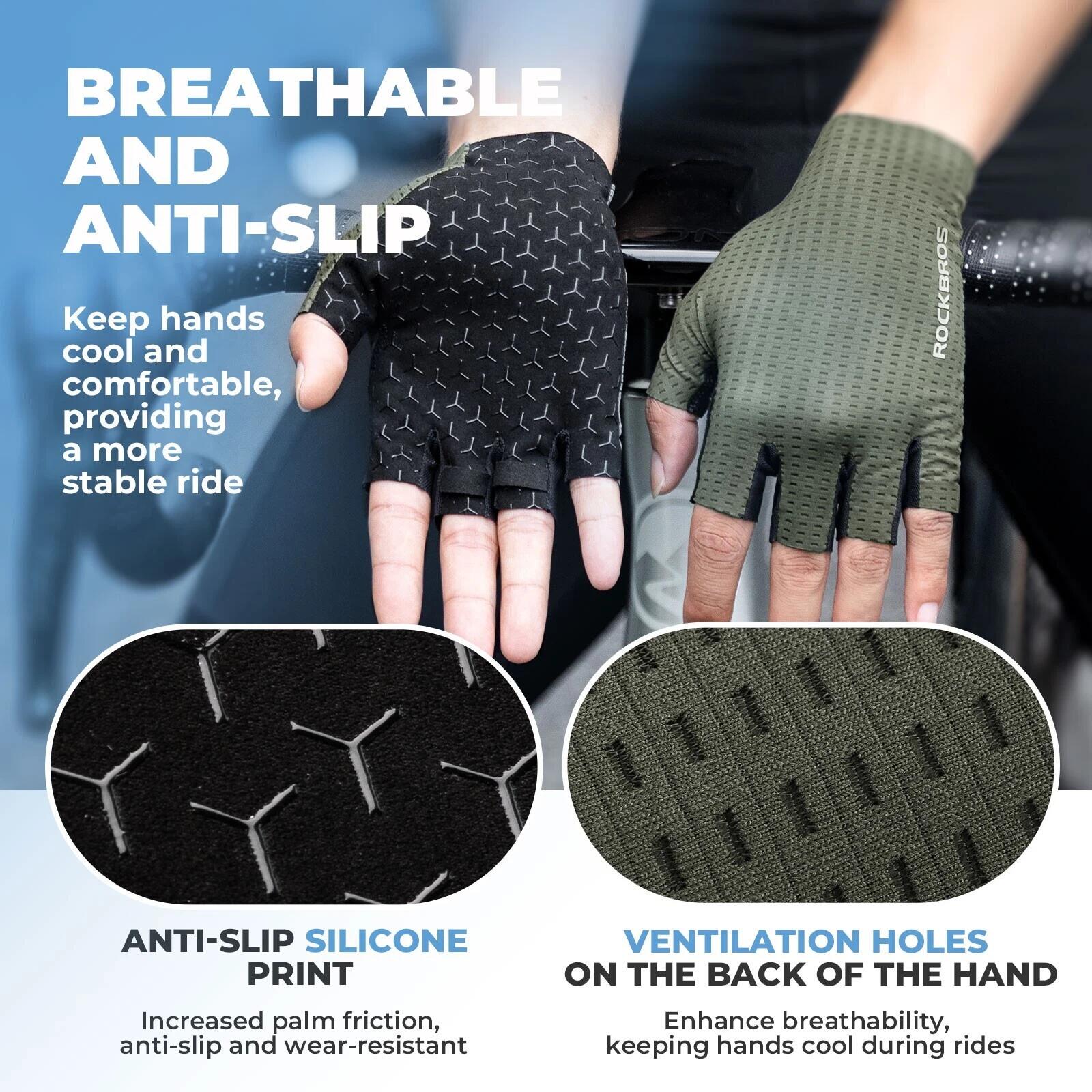 ROCKBROS Fingerlose Sporthandschuhe mit Reflektor 3/7