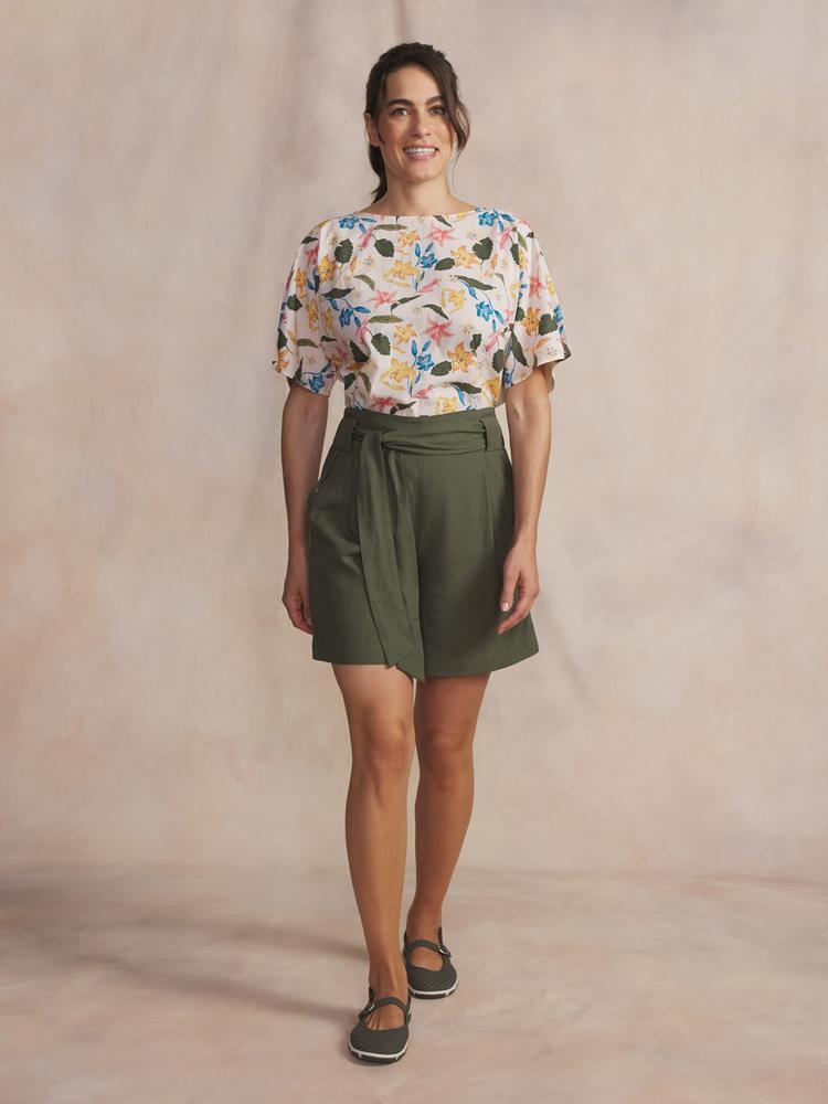 Bermuda - femme - ceinture semi-élastiquée avec passants - ammelber - vert 3/5