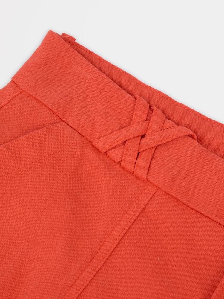 Bermuda - Casual - Femme - Ceinture droite avec passants - SINTABER - Rose/rouge 5/5